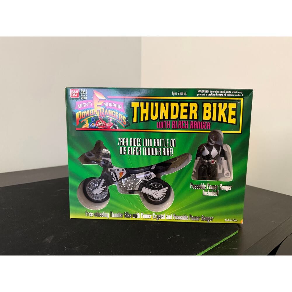 1994 Bandai Mighty Morphin Power Rangers "Thunder Bike" series. Black Ranger